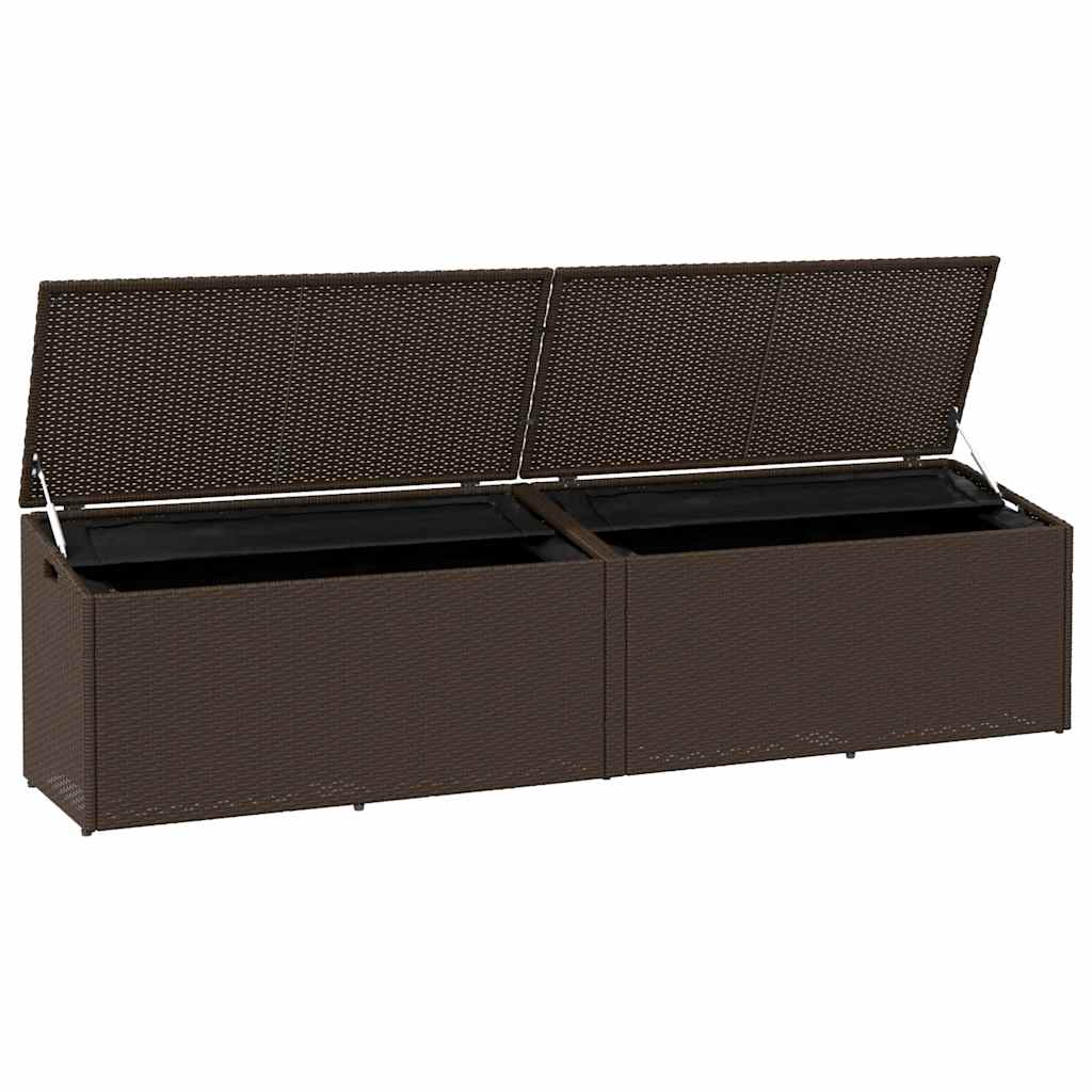 Garden Storage Box Brown 220x50x58 cm Poly Rattan