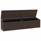 Garden Storage Box Brown 220x50x58 cm Poly Rattan