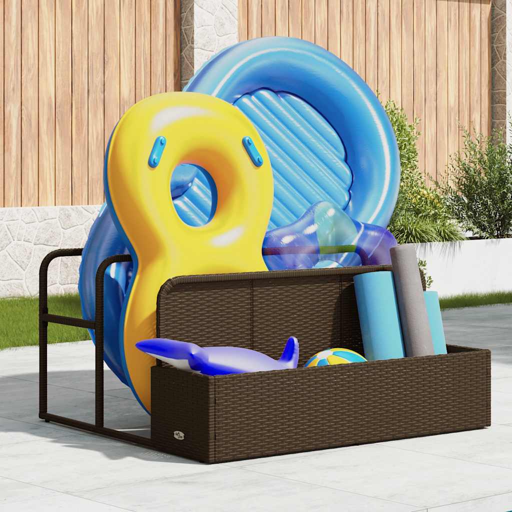 Poolside Float Storage Brown 110x100x57 cm Poly Rattan