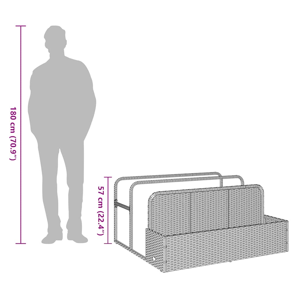 Poolside Float Storage Light Grey 110x100x57 cm Poly Rattan