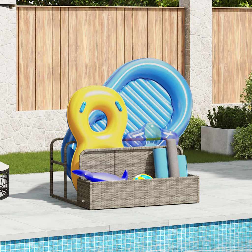 Poolside Float Storage Light Grey 110x100x57 cm Poly Rattan