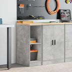 Garage Storage Cabinet Concrete Grey 30x51x85 cm Solid Wood Pine