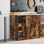Garage Storage Cabinet Smoked Oak 30x51x85 cm Solid Wood Pine