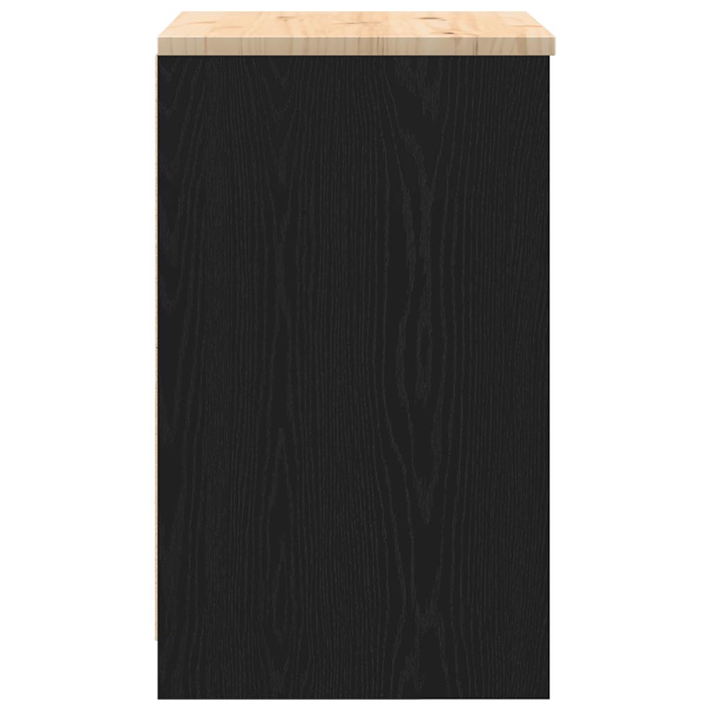 Garage Storage Cabinet Black 60x51x85 cm Solid Wood Pine