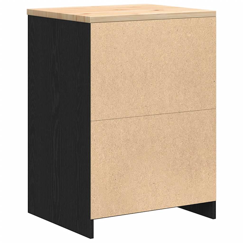Garage Storage Cabinet Black 60x51x85 cm Solid Wood Pine