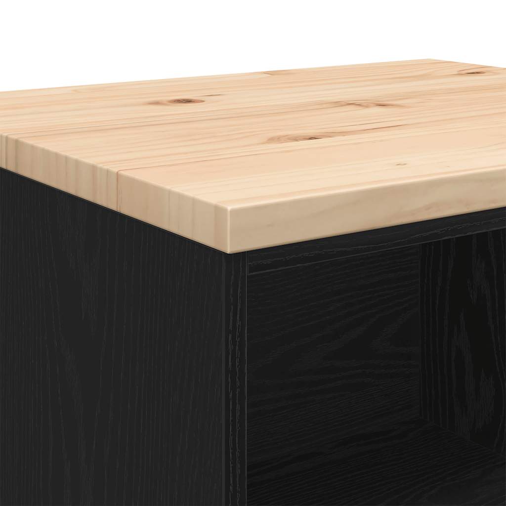 Garage Storage Cabinet Black 60x51x85 cm Solid Wood Pine