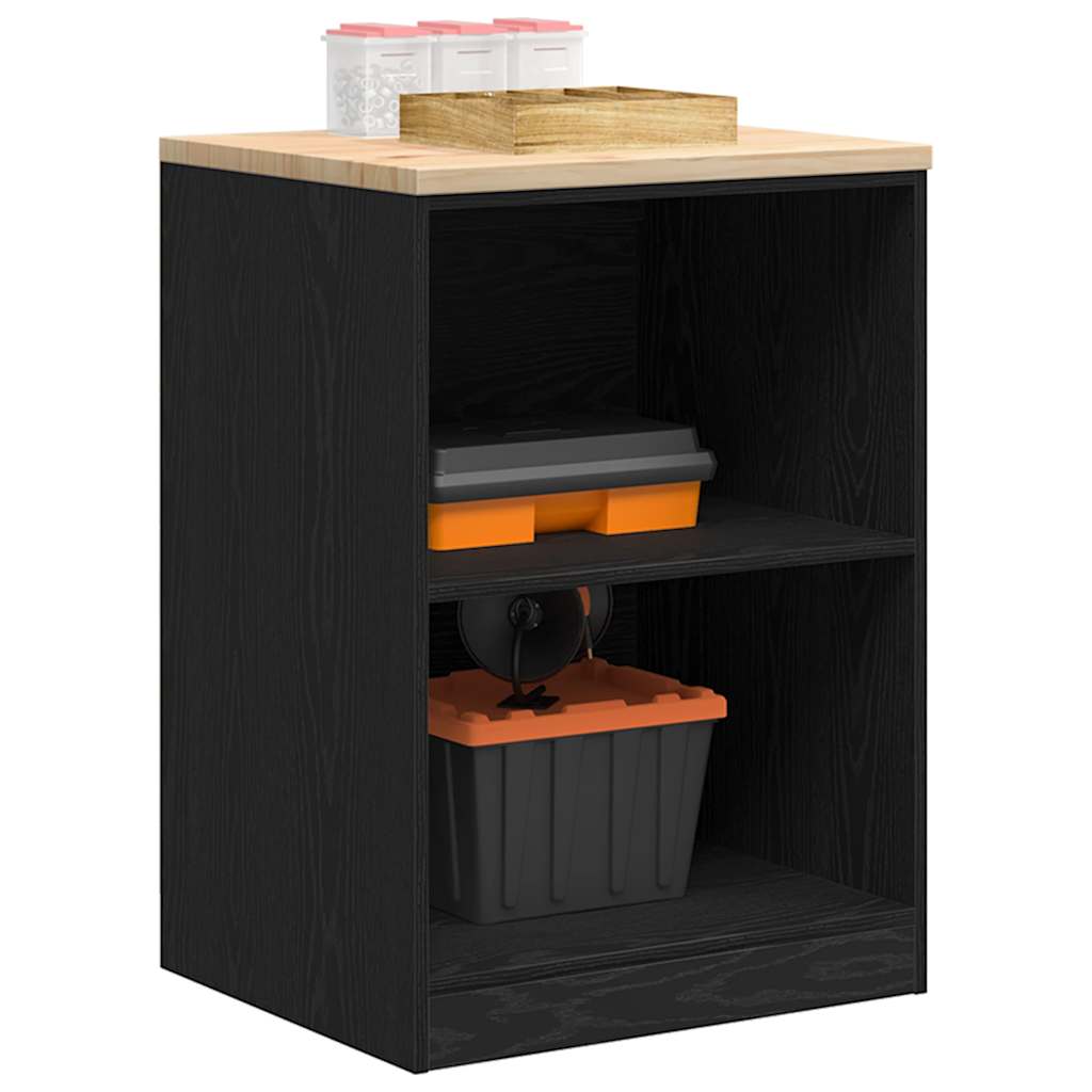 Garage Storage Cabinet Black 60x51x85 cm Solid Wood Pine