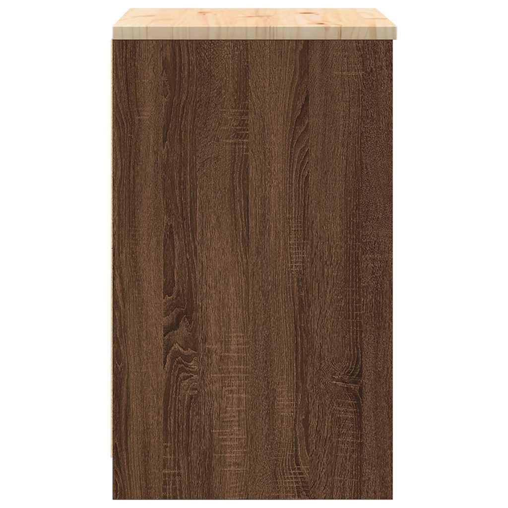 Garage Storage Cabinet Brown Oak 60x51x85 cm Solid Wood Pine