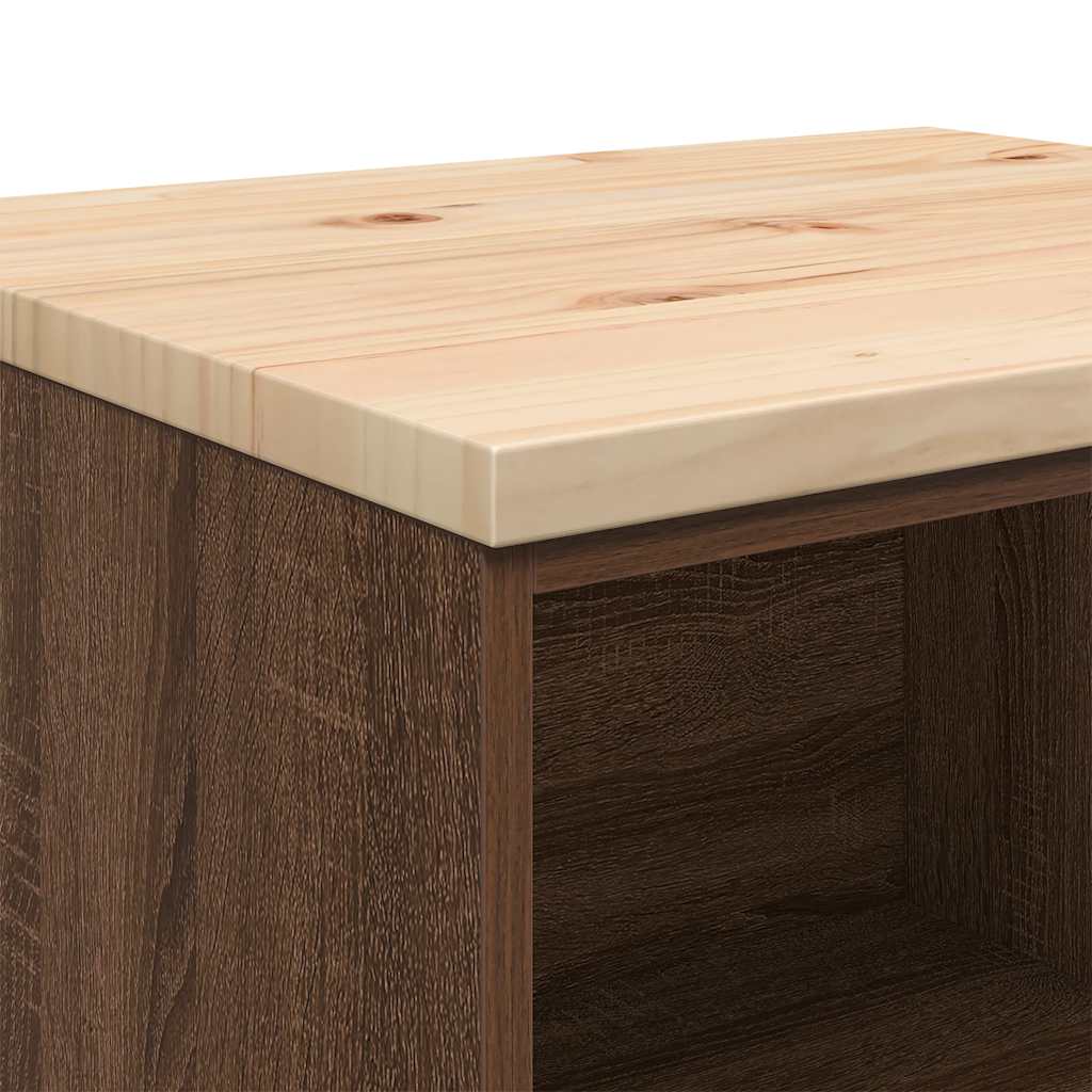 Garage Storage Cabinet Brown Oak 60x51x85 cm Solid Wood Pine