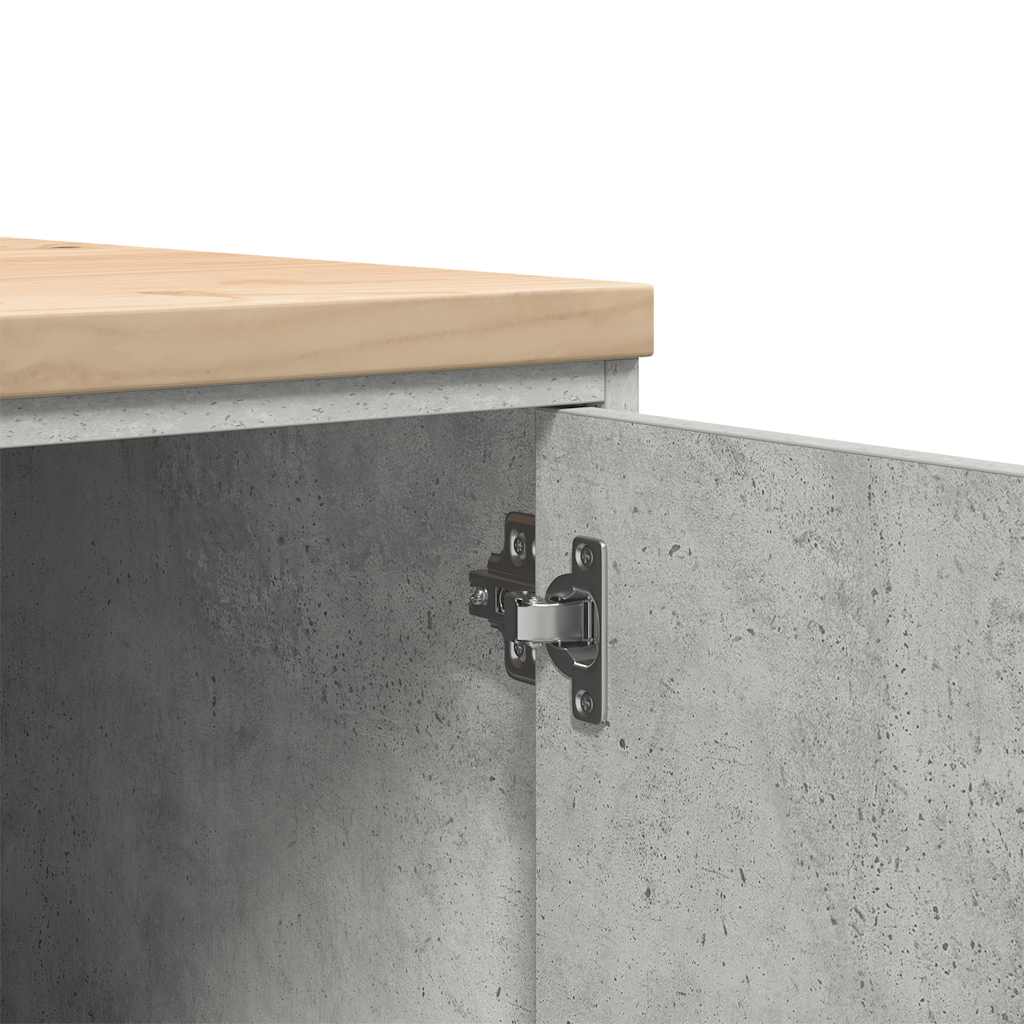 Garage Storage Cabinet Concrete Grey 30x51x85 cm Solid Wood Pine