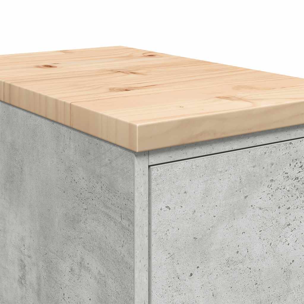 Garage Storage Cabinet Concrete Grey 30x51x85 cm Solid Wood Pine
