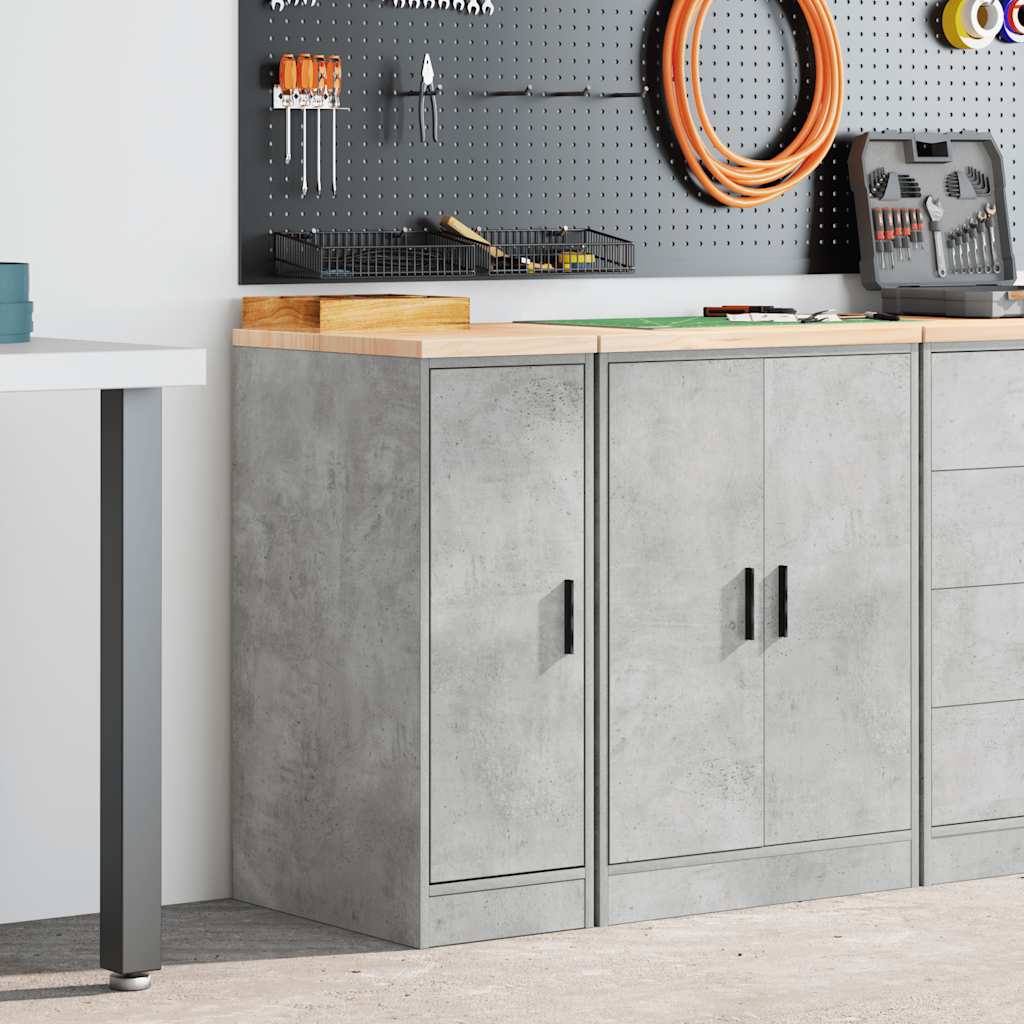 Garage Storage Cabinet Concrete Grey 30x51x85 cm Solid Wood Pine