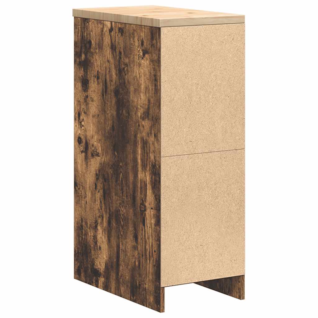 Garage Storage Cabinet Smoked Oak 30x51x85 cm Solid Wood Pine