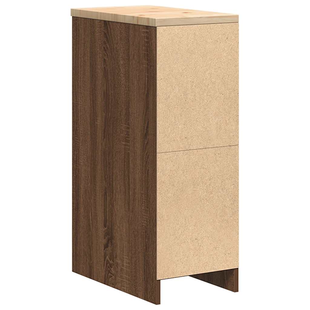 Garage Storage Cabinet Brown Oak 30x51x85 cm Solid Wood Pine