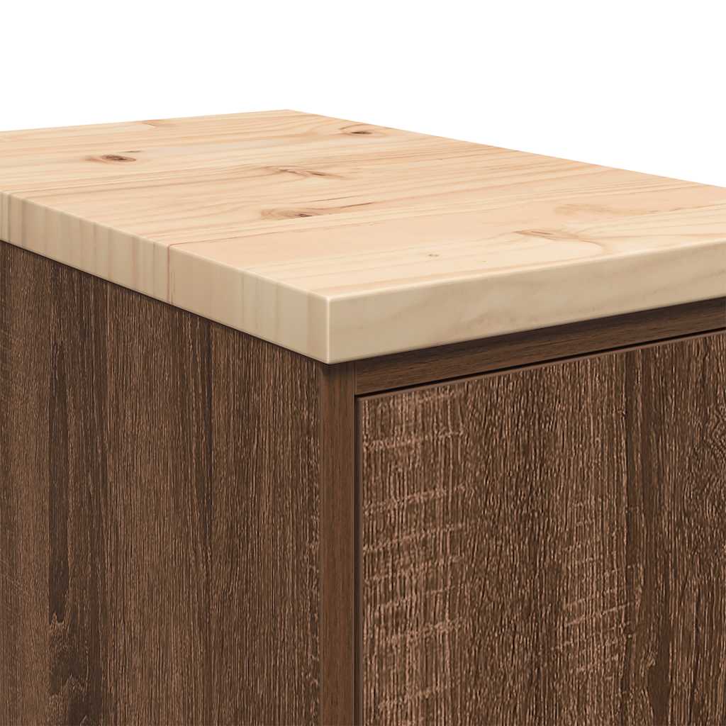 Garage Storage Cabinet Brown Oak 30x51x85 cm Solid Wood Pine