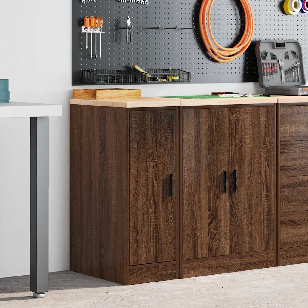 Garage Storage Cabinet Brown Oak 30x51x85 cm Solid Wood Pine