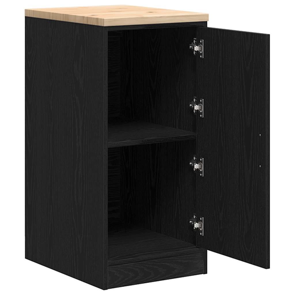 Garage Storage Cabinet Black 40x51x85 cm Solid Wood Pine