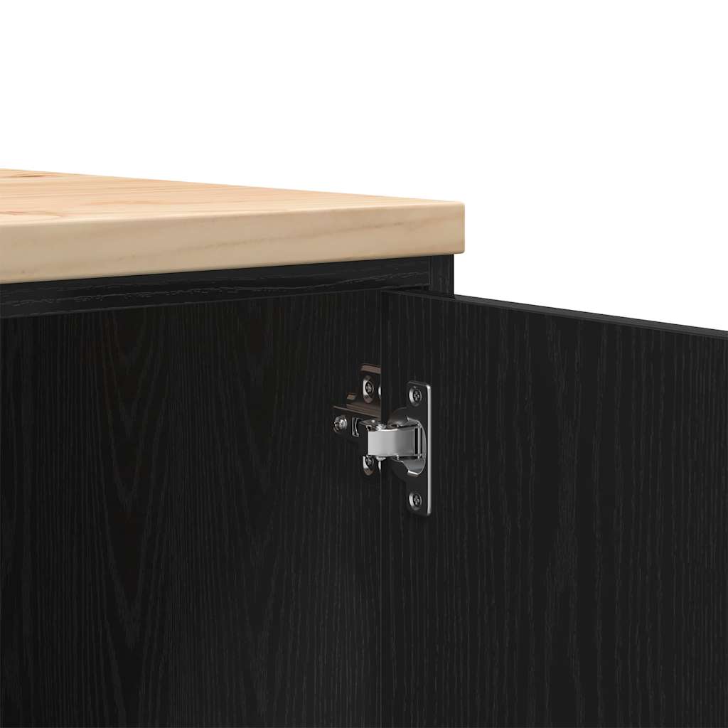 Garage Storage Cabinet Black 40x51x85 cm Solid Wood Pine