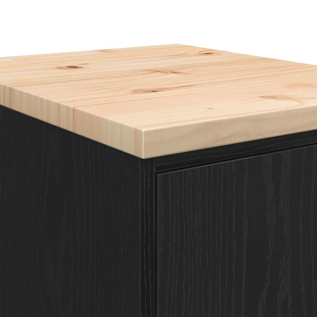 Garage Storage Cabinet Black 40x51x85 cm Solid Wood Pine