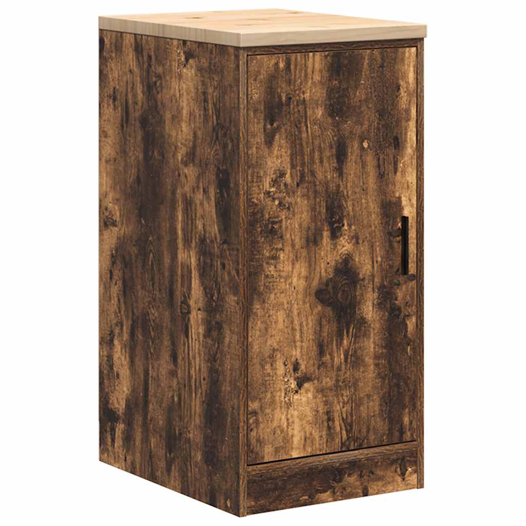 Garage Storage Cabinet Smoked Oak 40x51x85 cm Solid Wood Pine
