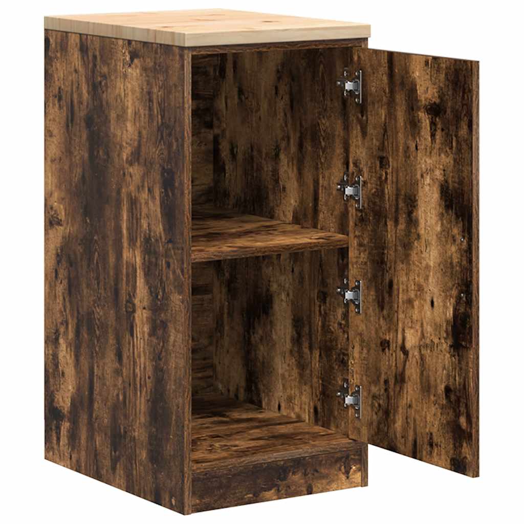 Garage Storage Cabinet Smoked Oak 40x51x85 cm Solid Wood Pine