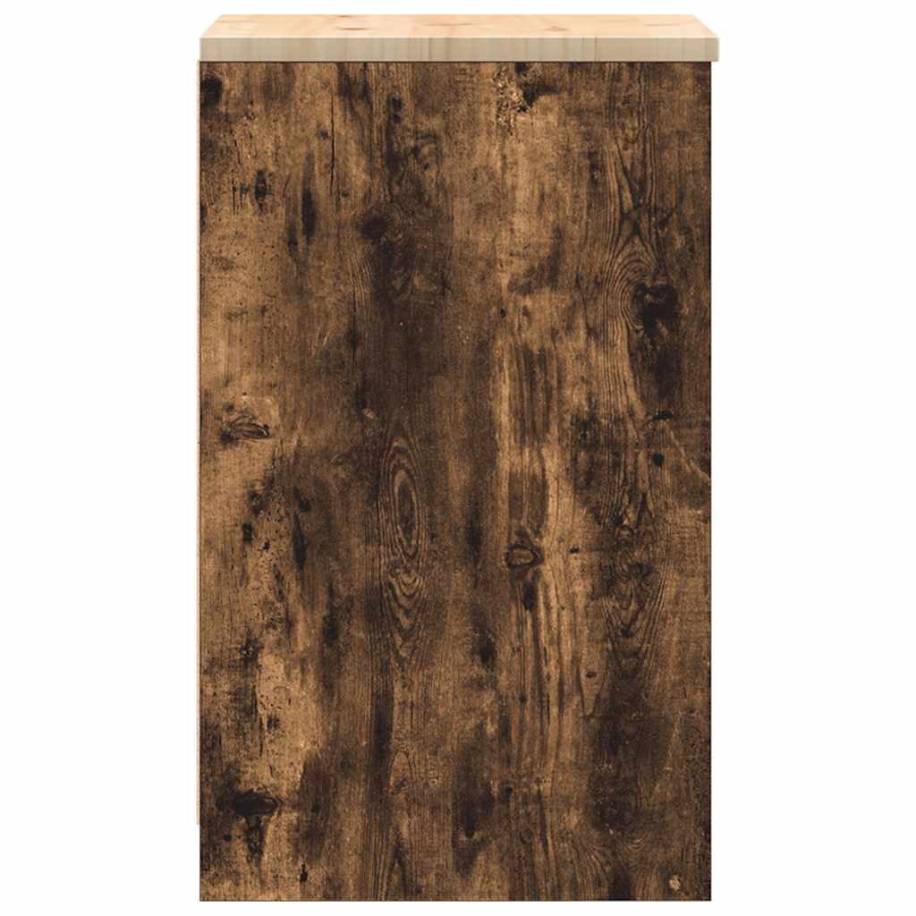 Garage Storage Cabinet Smoked Oak 40x51x85 cm Solid Wood Pine