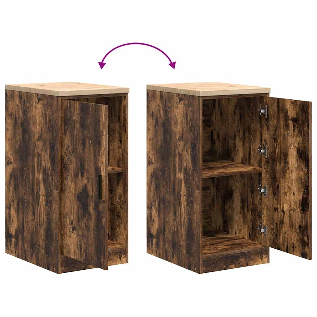Garage Storage Cabinet Smoked Oak 40x51x85 cm Solid Wood Pine