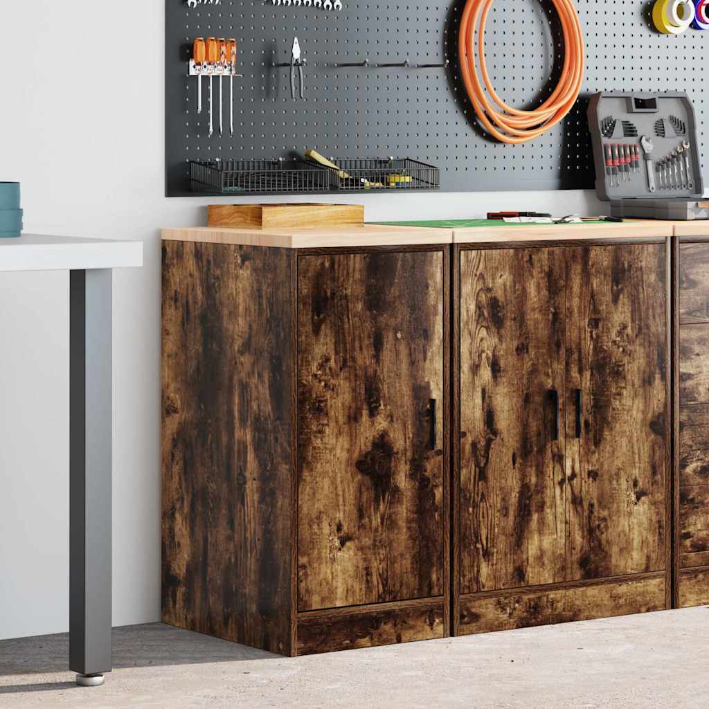 Garage Storage Cabinet Smoked Oak 40x51x85 cm Solid Wood Pine