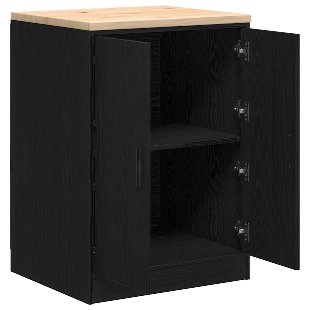Garage Storage Cabinet Black 60x51x85 cm Solid Wood Pine