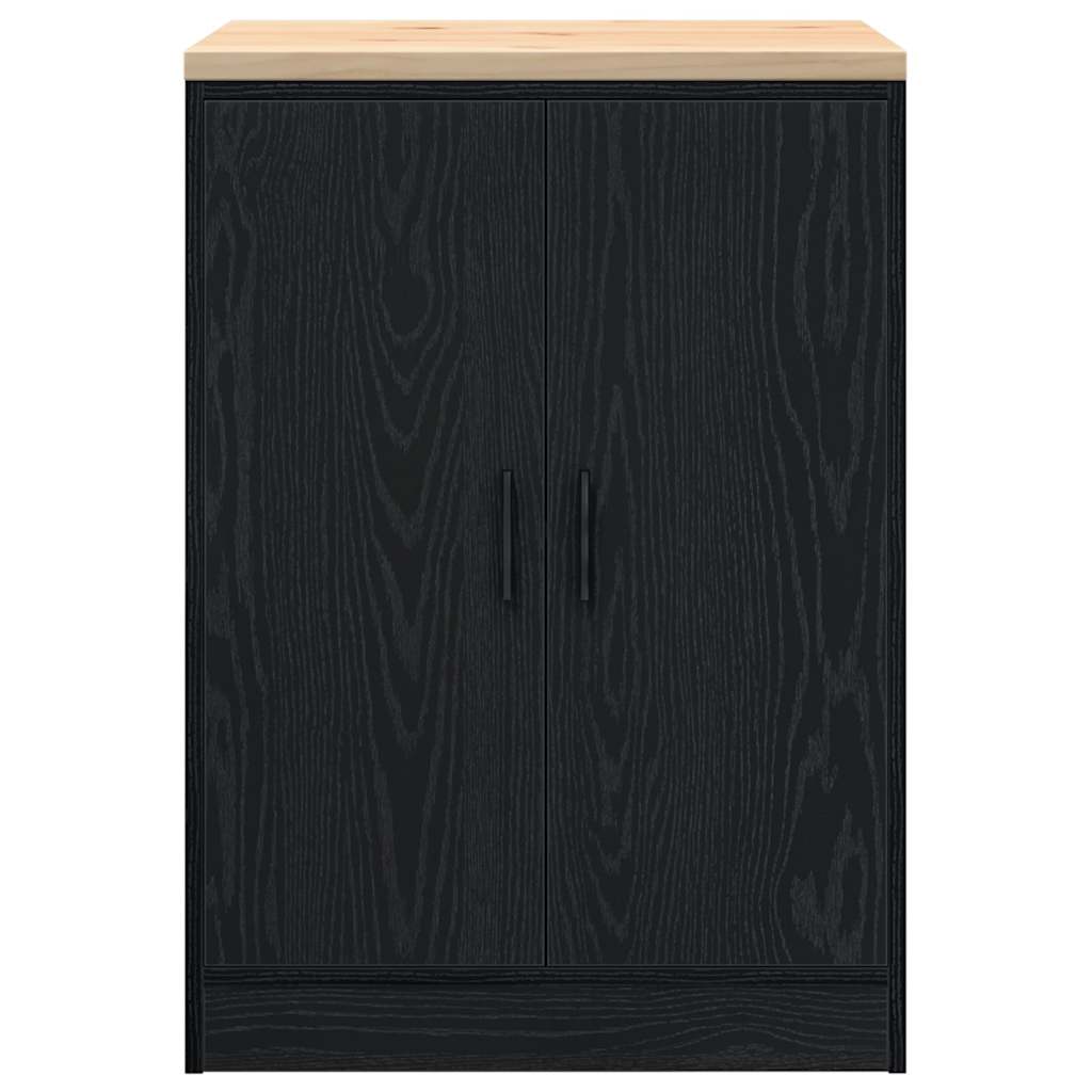 Garage Storage Cabinet Black 60x51x85 cm Solid Wood Pine