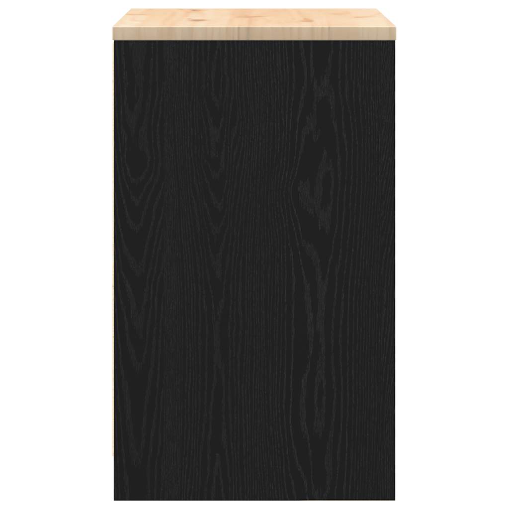 Garage Storage Cabinet Black 60x51x85 cm Solid Wood Pine