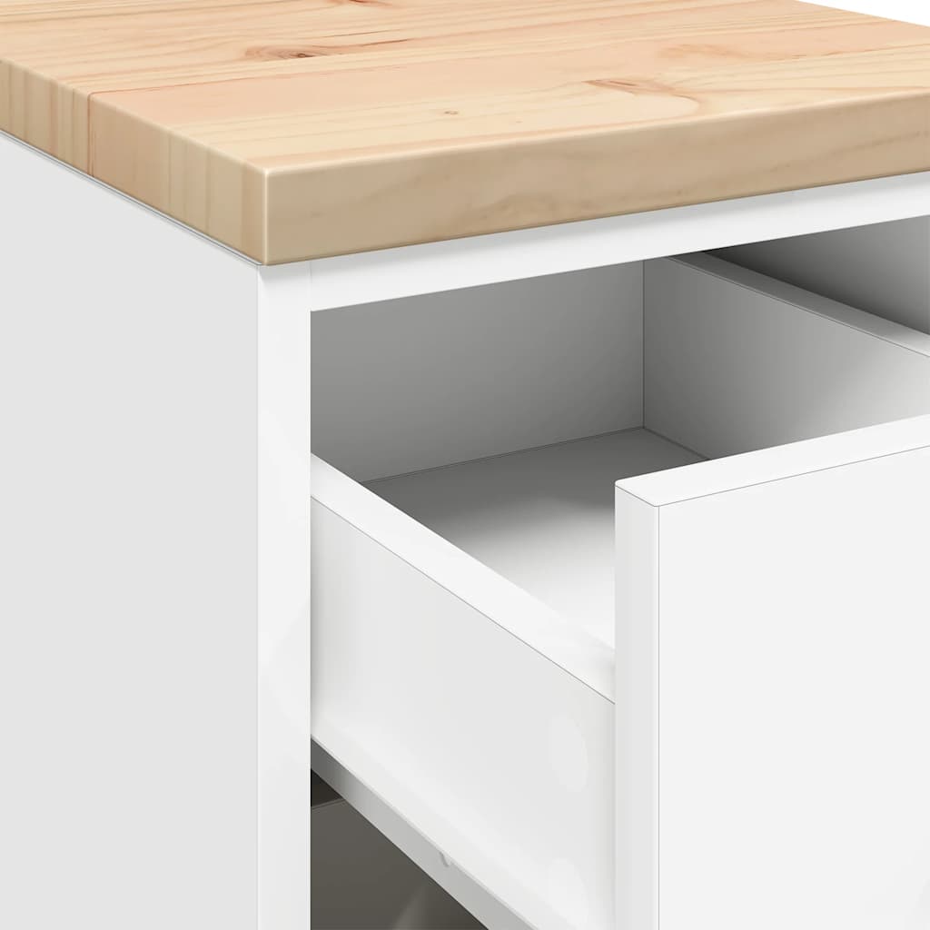 Garage Storage Cabinet White 30x51x85 cm Solid Wood Pine