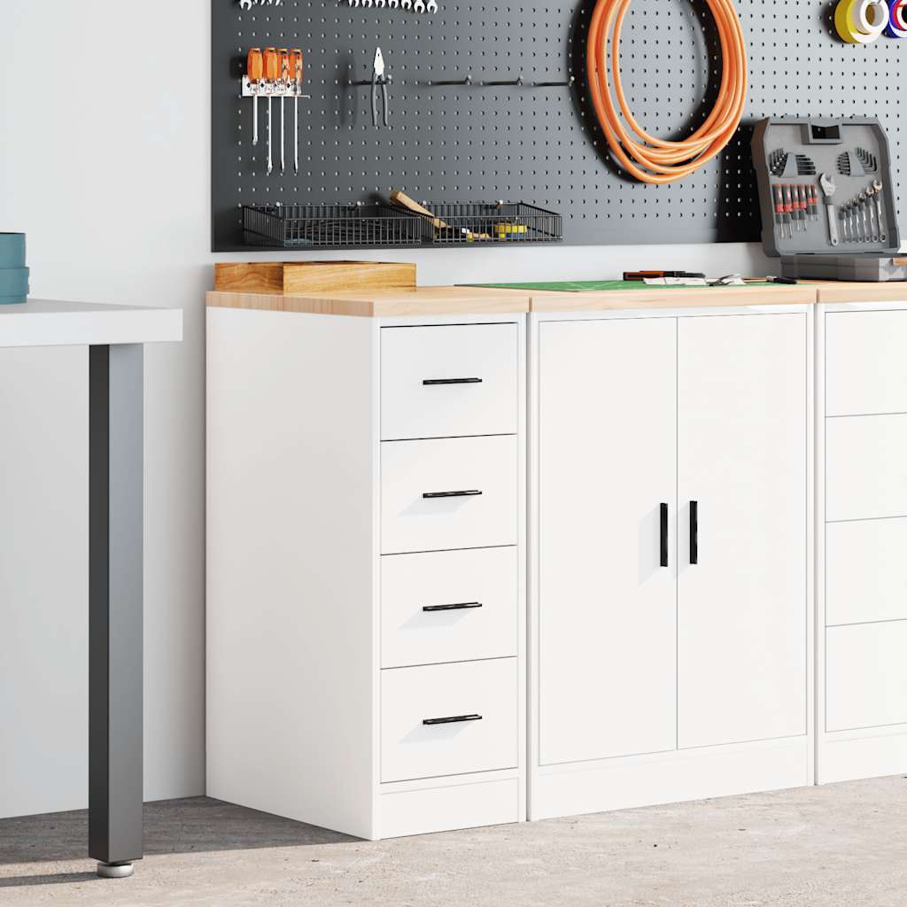 Garage Storage Cabinet White 30x51x85 cm Solid Wood Pine
