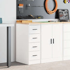 Garage Storage Cabinet White 30x51x85 cm Solid Wood Pine