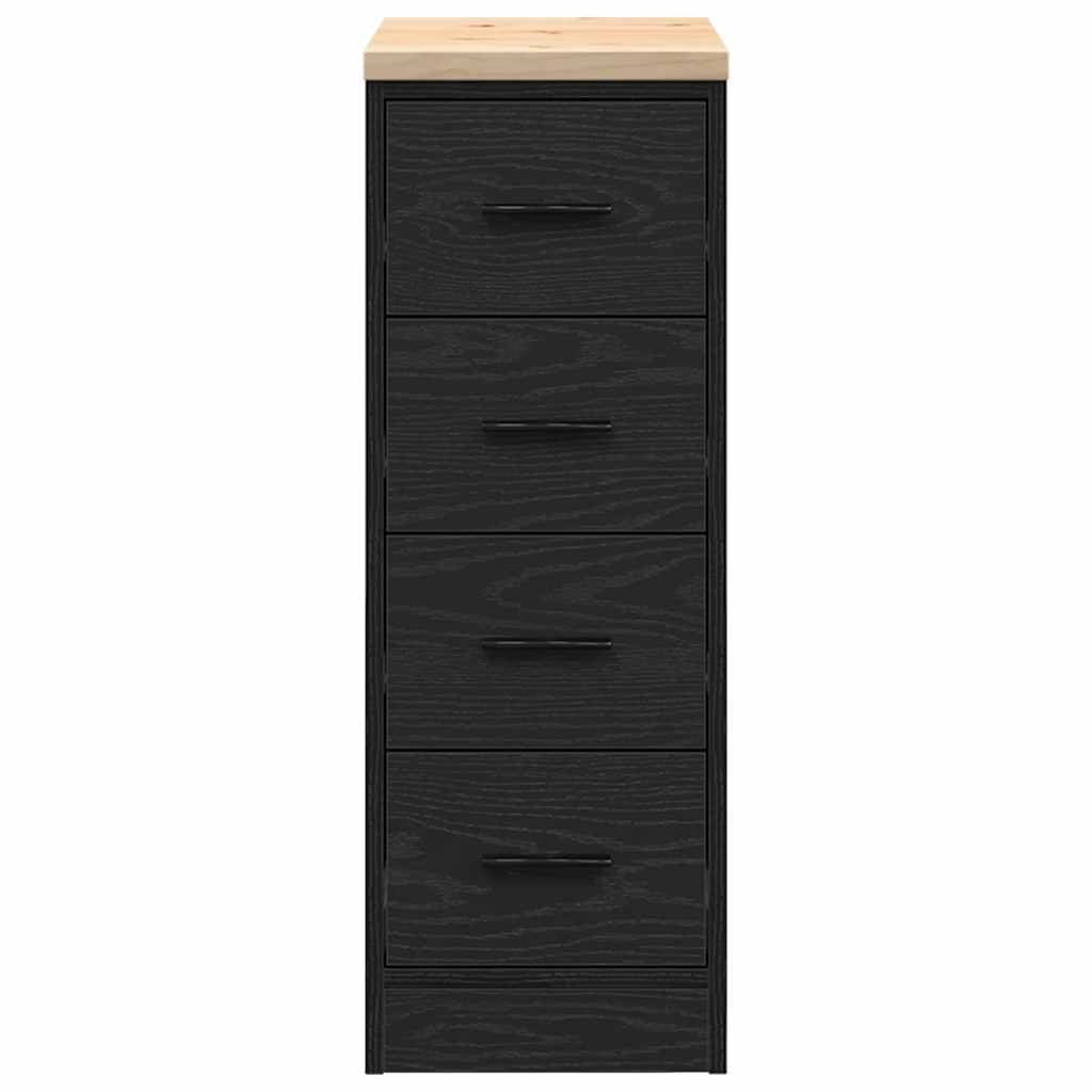 Garage Storage Cabinet Black 30x51x85 cm Solid Wood Pine