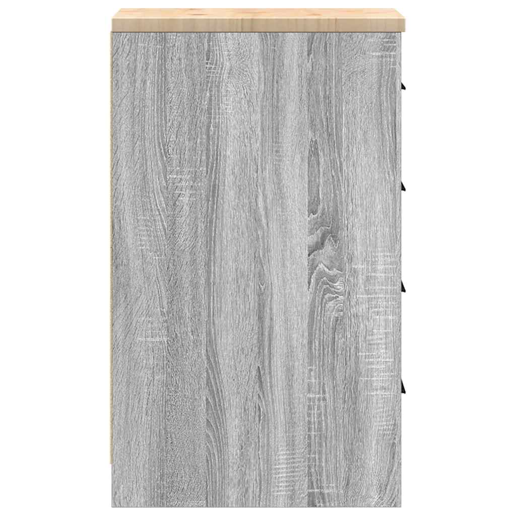 Garage Storage Cabinet Grey Sonoma 30x51x85 cm Solid Wood Pine