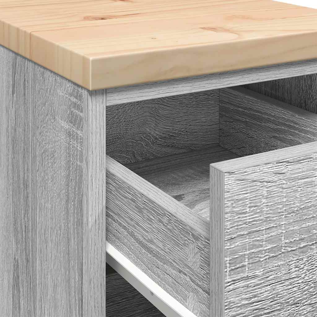 Garage Storage Cabinet Grey Sonoma 30x51x85 cm Solid Wood Pine