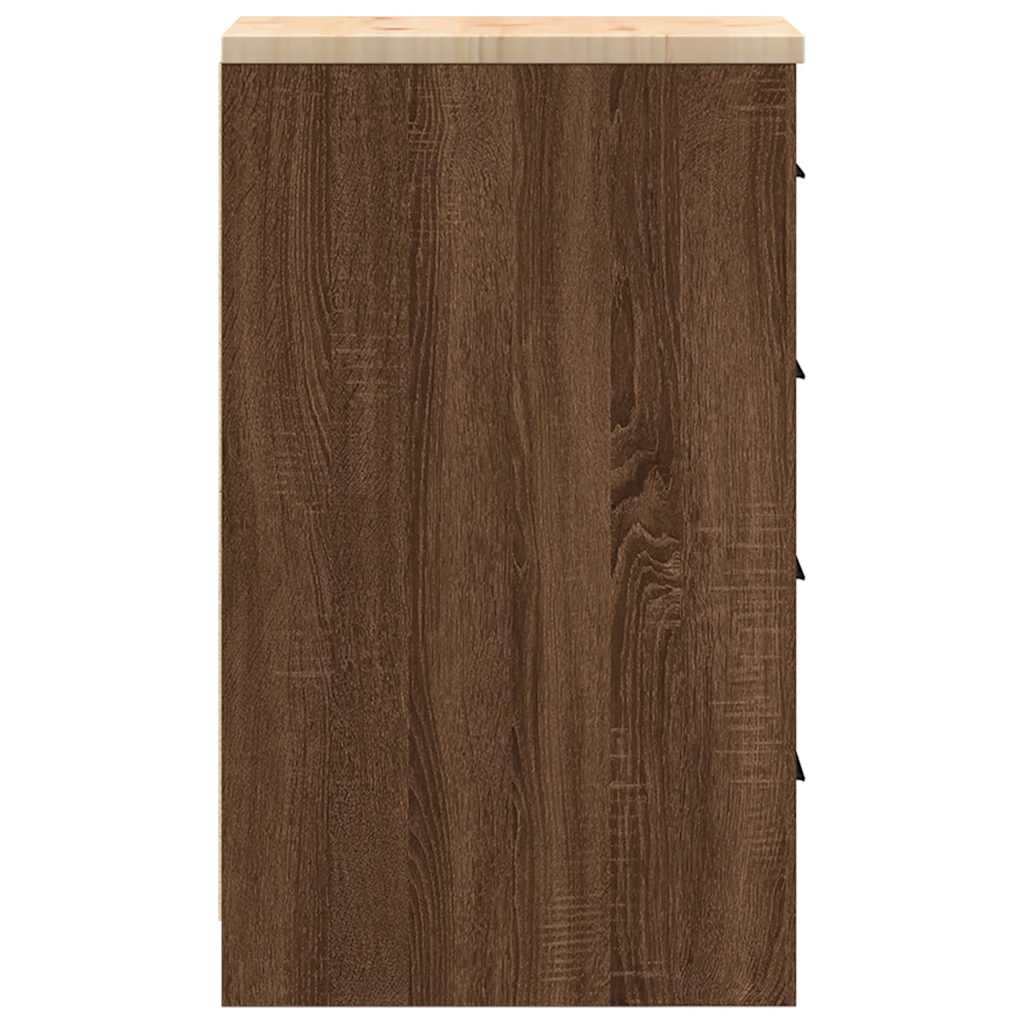 Garage Storage Cabinet Brown Oak 30x51x85 cm Solid Wood Pine