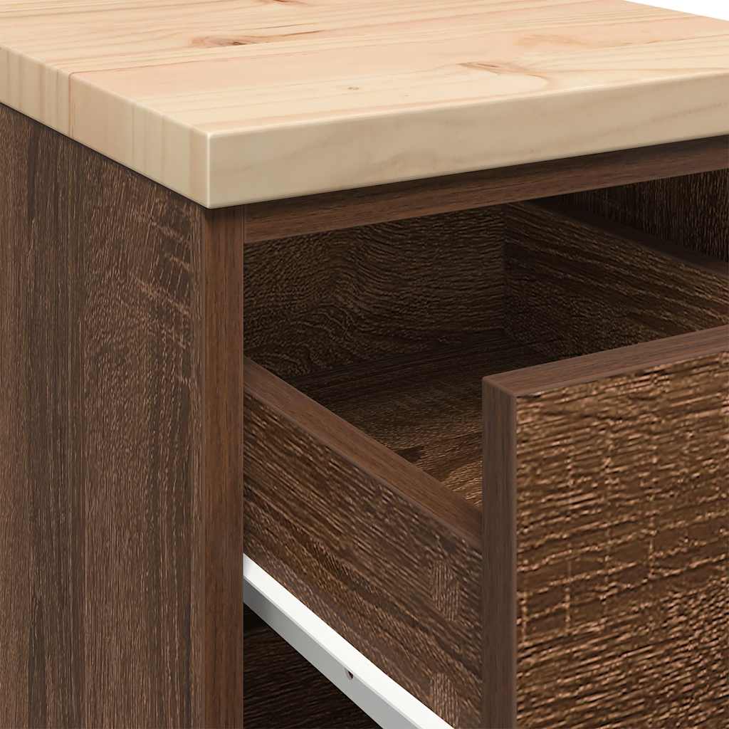 Garage Storage Cabinet Brown Oak 30x51x85 cm Solid Wood Pine