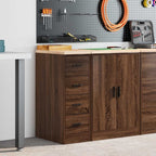 Garage Storage Cabinet Brown Oak 30x51x85 cm Solid Wood Pine