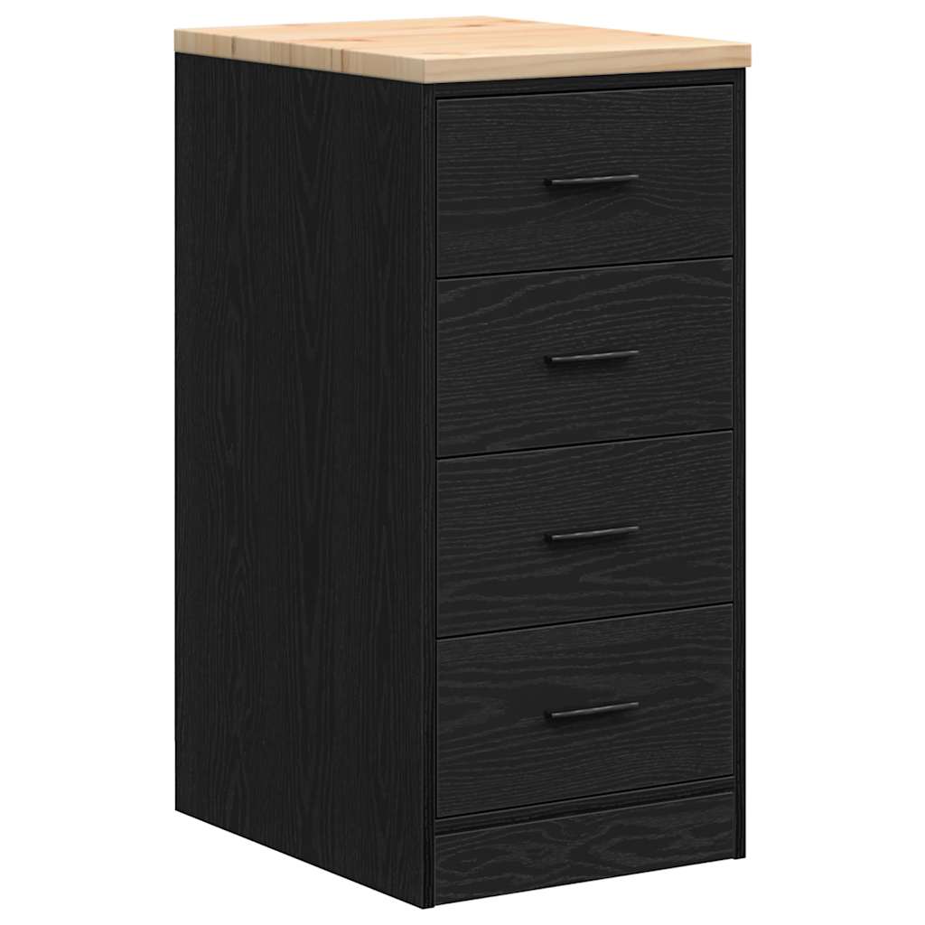 Garage Storage Cabinet Black 40x51x85 cm Solid Wood Pine