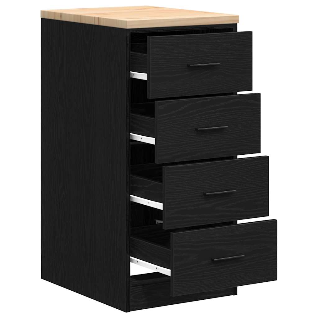 Garage Storage Cabinet Black 40x51x85 cm Solid Wood Pine