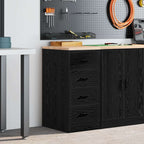 Garage Storage Cabinet Black 40x51x85 cm Solid Wood Pine