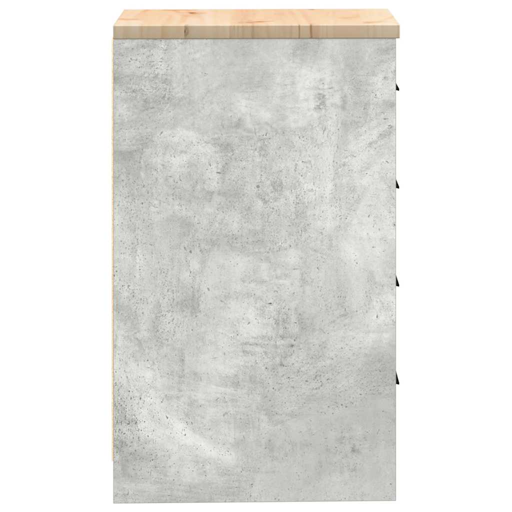 Garage Storage Cabinet Concrete Grey 40x51x85 cm Solid Wood Pine