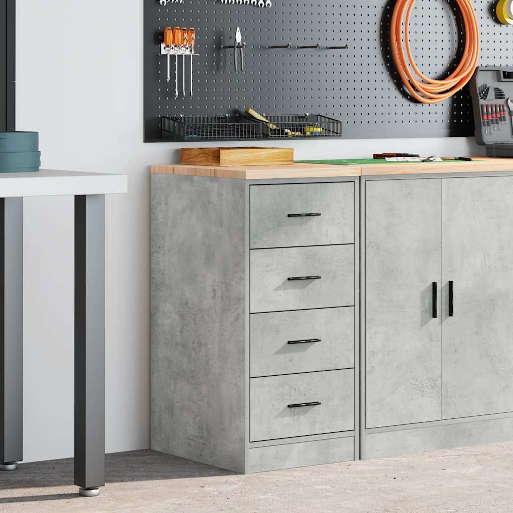 Garage Storage Cabinet Concrete Grey 40x51x85 cm Solid Wood Pine