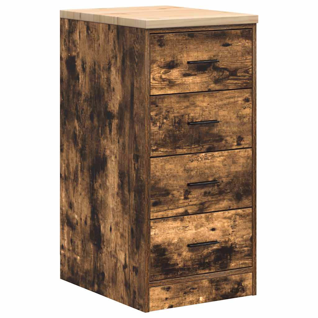 Garage Storage Cabinet Smoked Oak 40x51x85 cm Solid Wood Pine
