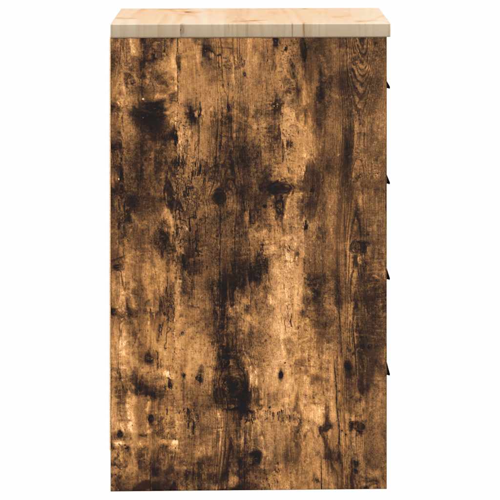 Garage Storage Cabinet Smoked Oak 40x51x85 cm Solid Wood Pine