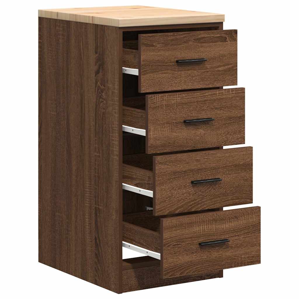 Garage Storage Cabinet Brown Oak 40x51x85 cm Solid Wood Pine