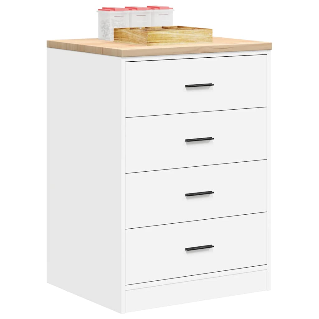 Garage Storage Cabinet White 60x51x85 cm Solid Wood Pine