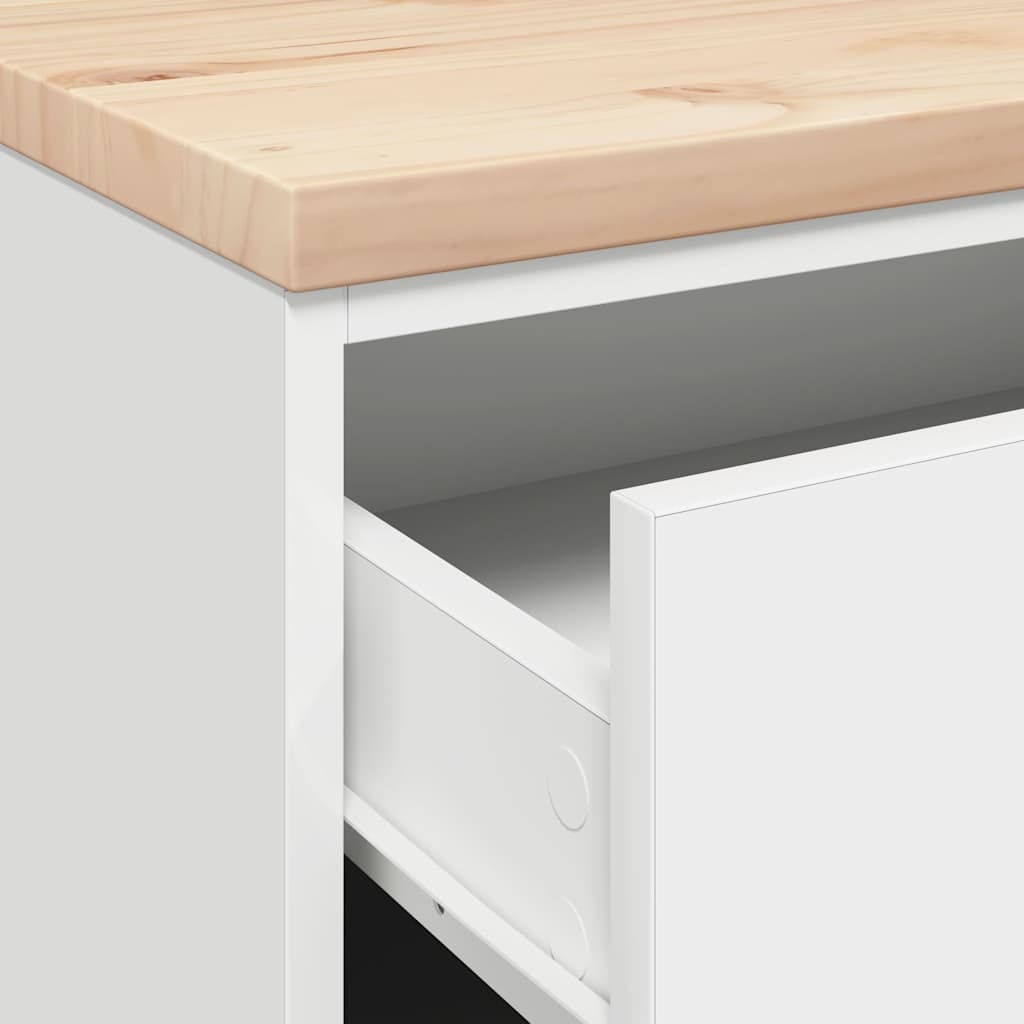 Garage Storage Cabinet White 60x51x85 cm Solid Wood Pine